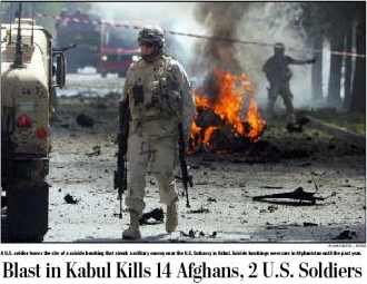 Blast in Kabul Kills 14 Afghans, 2 U.S. Soldiers